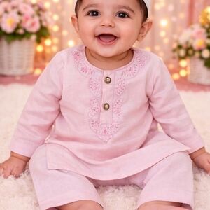 Baby Boy Kurta Pajama 6 Months | Cotton Embroidered Unisex  Outfit | Eid Ramdan